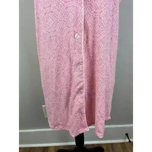 Vtg Laura Ashley Babydoll Nightgown Sleeveless Button Front Collared Bow Pink M - Picture 6 of 11